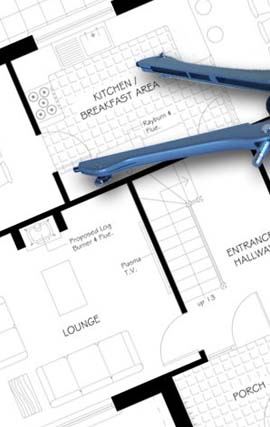 Architectural floor plan with drafting tools